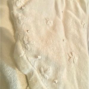 White jacket long sleeves kids size  L with beads and stitched flowers